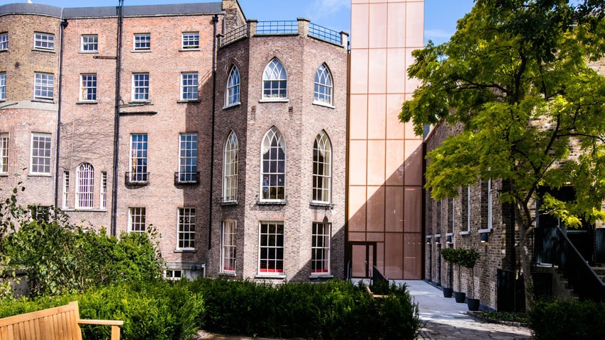 Exterior view of the Museum of Literature Ireland from their garden