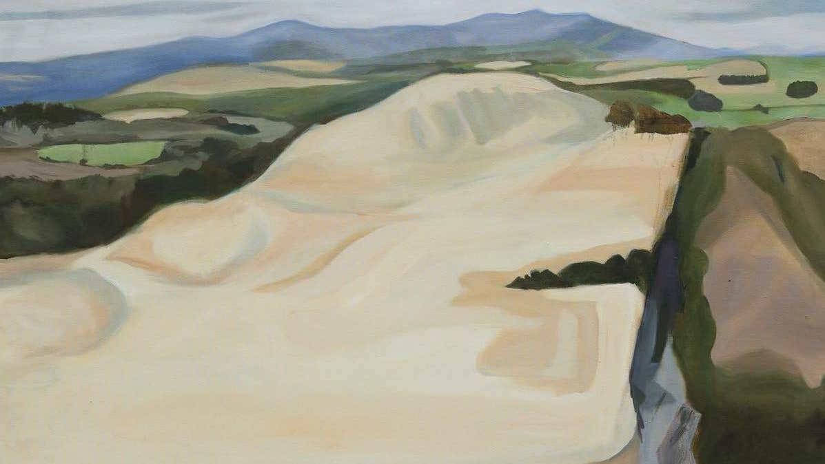 landscape painting predominantly featuring yellow