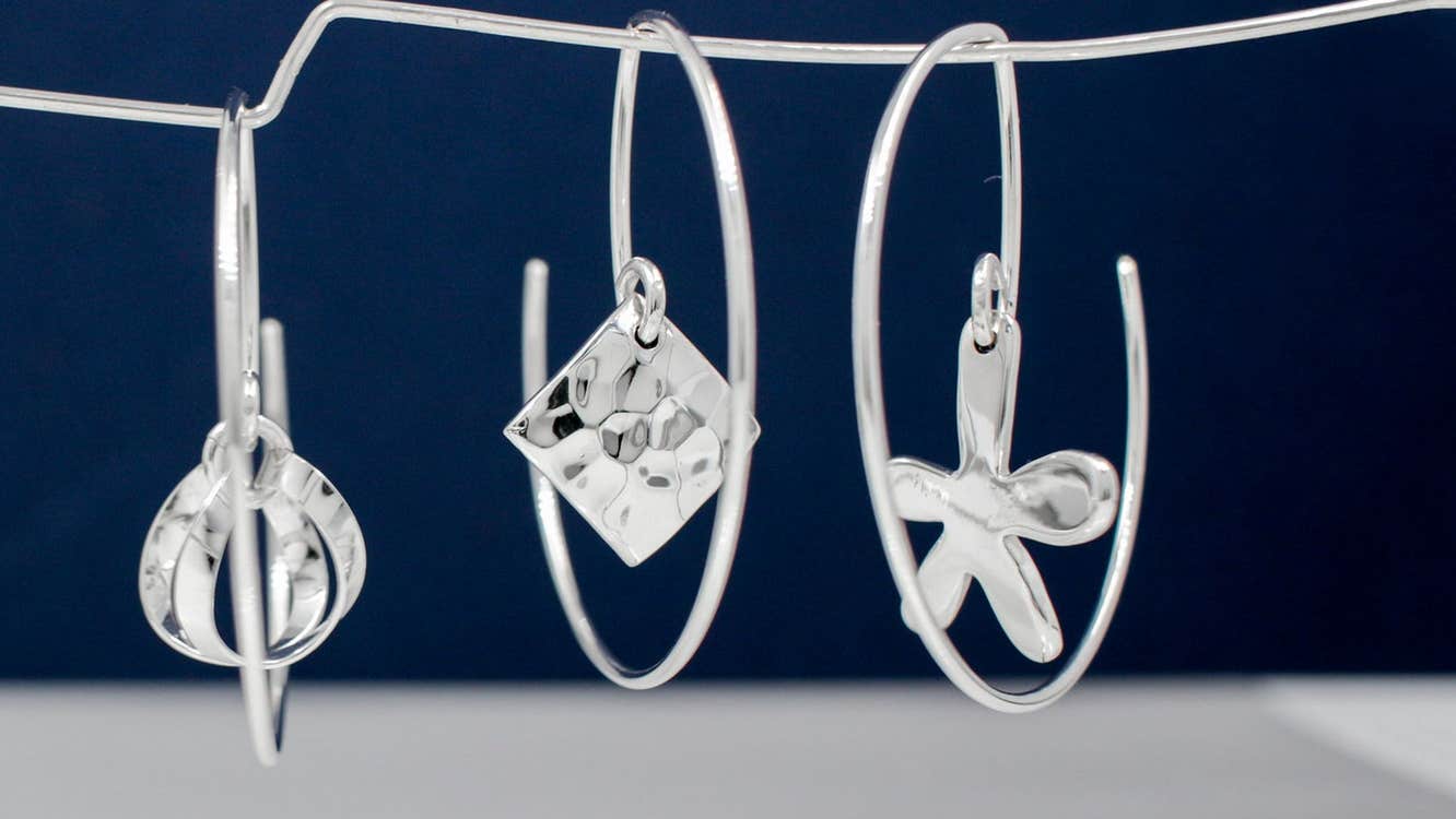 A selection of Eire silver earrings from Croí Kinsale Jewellery
