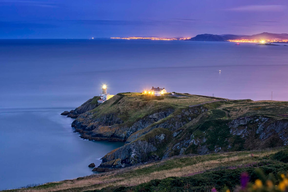 View of Howth Head at night.