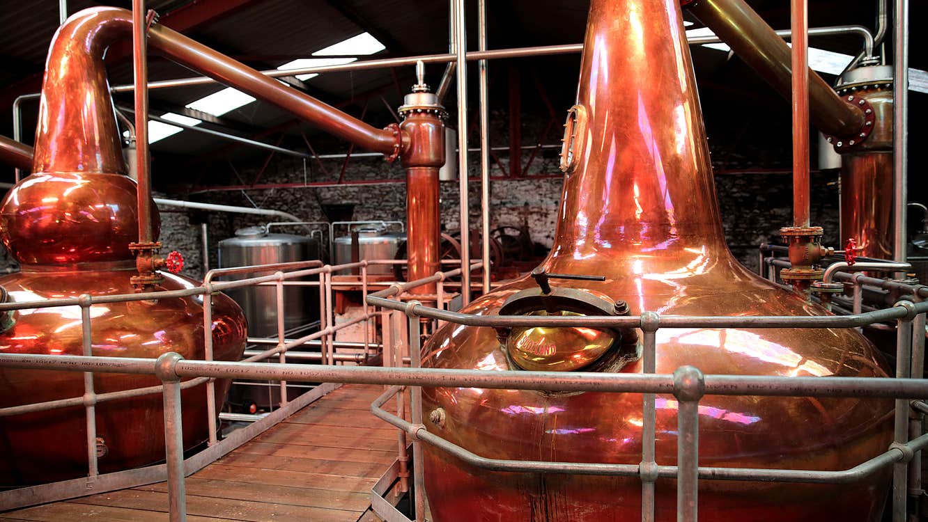 Large copper vats in Dingle Distillery in Kerry