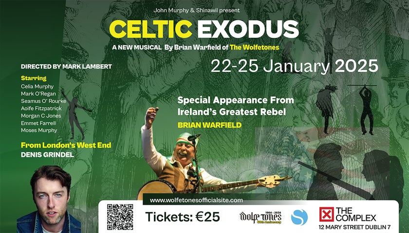 Celtic Exodus features a talented cast, including Denis Grindel (West End), Clelia Murphy, and choreography by Jason O'Neill (Riverdance). The creative team includes Mark Lambert (Director), John Murphy (Producer), and Shinawil.