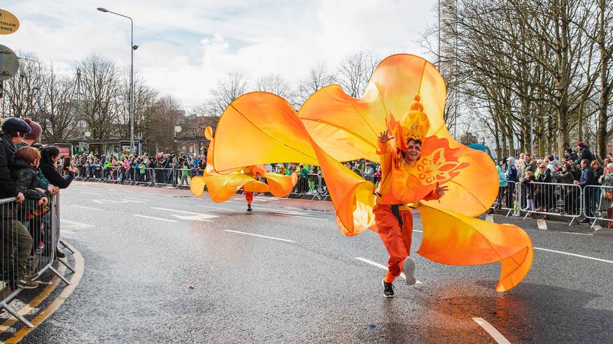 Street performer in the 2023 St Patrick's Day parade in Limerick city