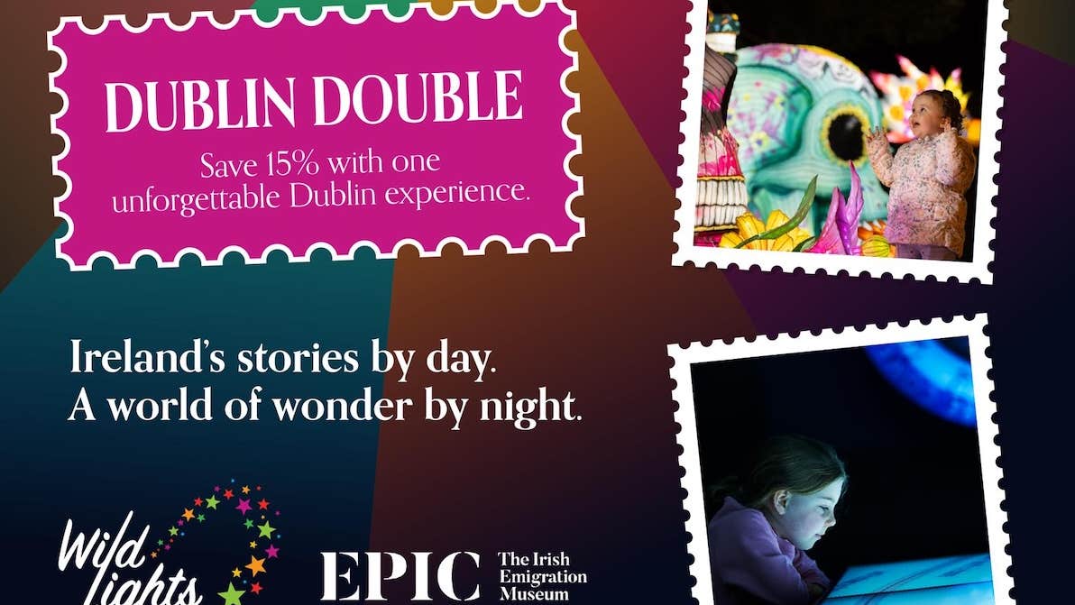 Promotional graphic for Dublin Double EPIC Museum and Dublin Zoo