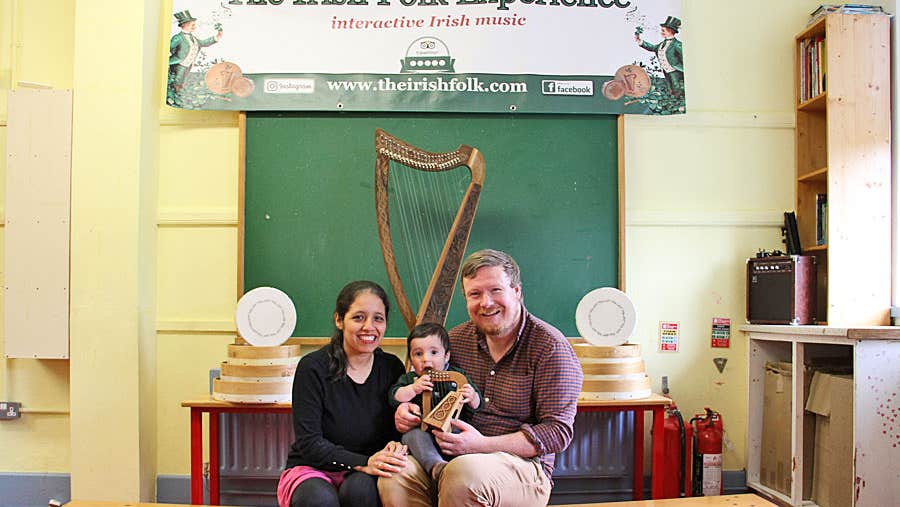 Irish Folk Experience family with bodhráns