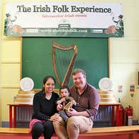 Irish Folk Experience family with bodhráns