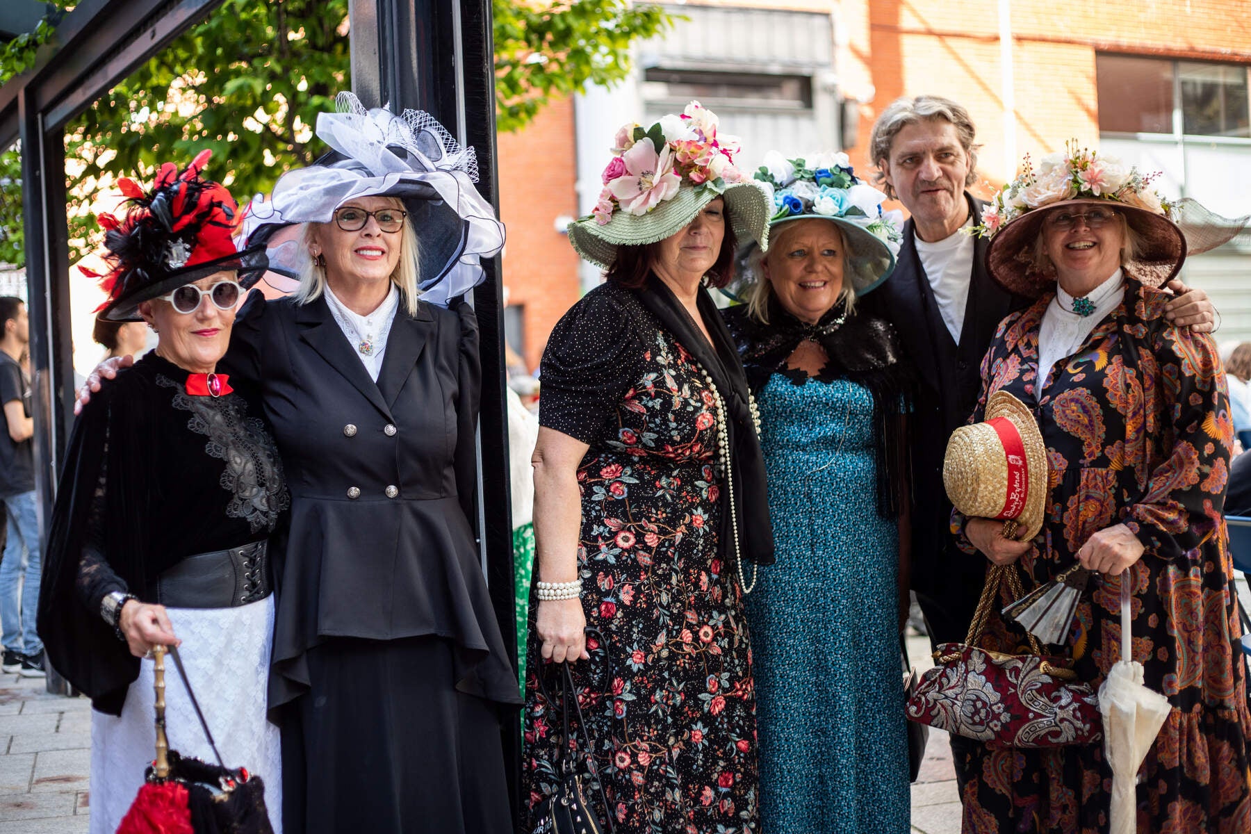 A group of Joyceans celebrating Bloomsday in Edwardian outfits