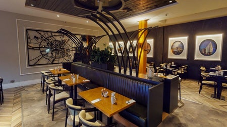 Seating area with tables and chairs