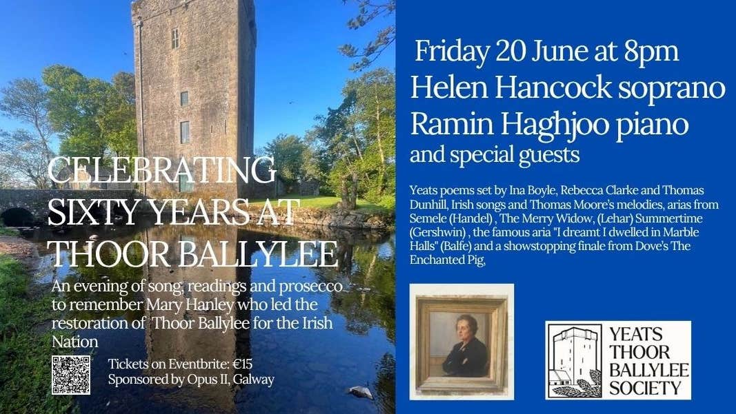 Poster depicting the Gala concert at the Yeats Tower at Thoor Ballylee