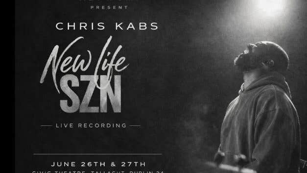 Poster for New Life Season in black and grey with man singing with head thrown backwards.
