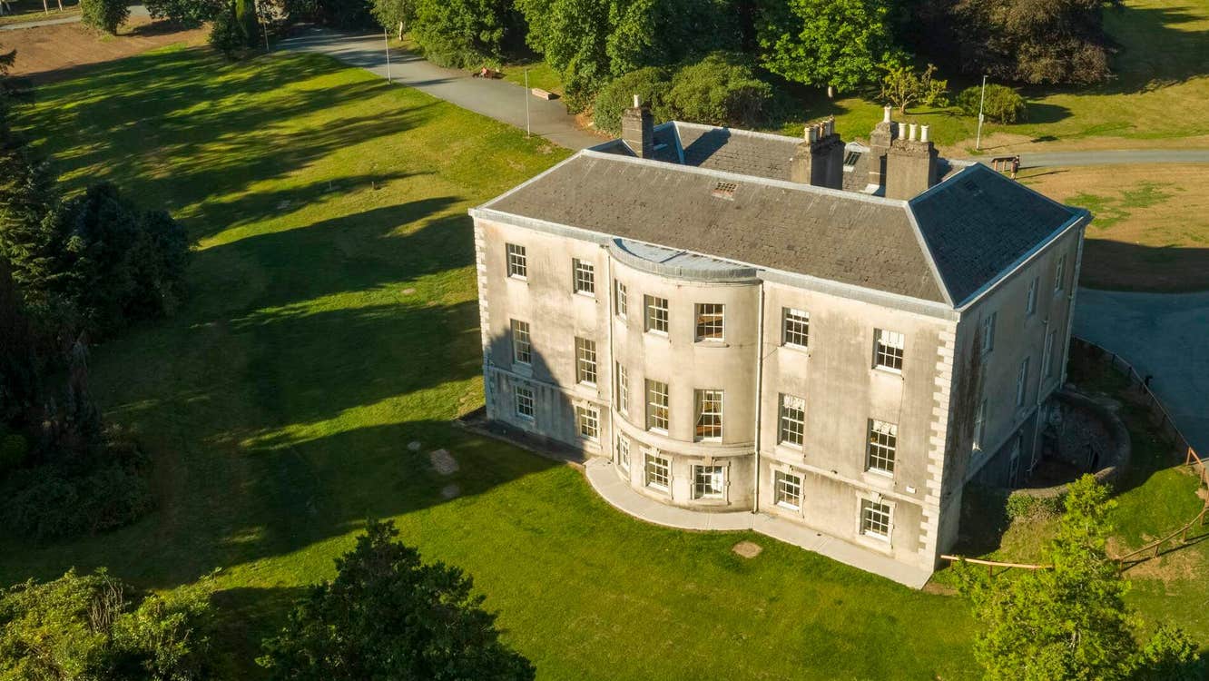 An aerial view of Avondale House and Forest Park