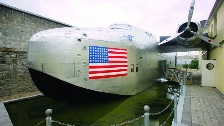 An exhibit of a plane featuring the American flag at Foynes Flying Boat Museum, Co. Limerick in Wild Atlantic Way