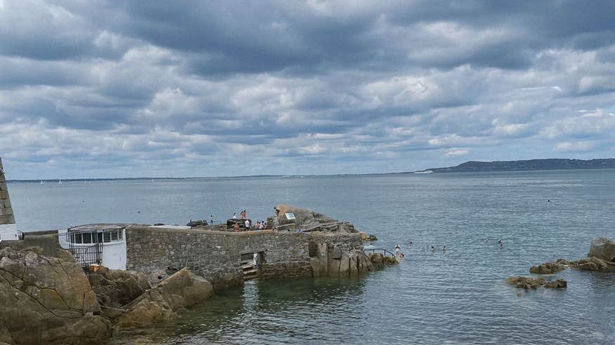 People at the Forty Foot in Sandycove, County Dublin