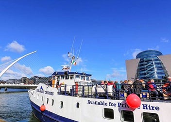 Dublin Bay Cruises boat in dock at Grand Canal Dock