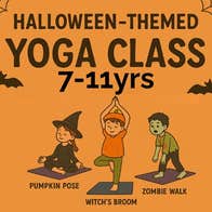 Halloween themed yoga and mindfulness workshop at Siamsa Tíre for children 7-11 years with Halloween themed yoga poses