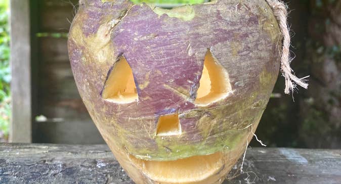 Jack O Lantern made from a turnip