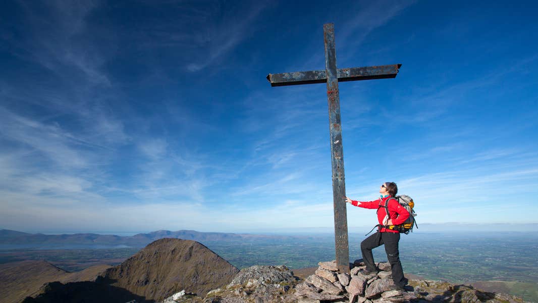 Person at the summit of Carrauntoohil, Co. Kerry