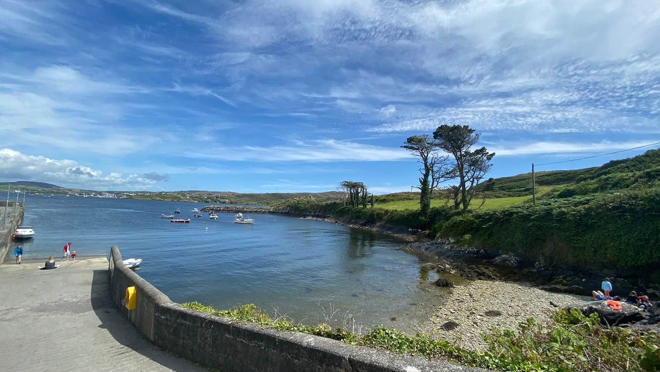 Sherkin Pier in County Cork on a sunny day