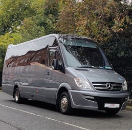 A luxury mini bus on the road