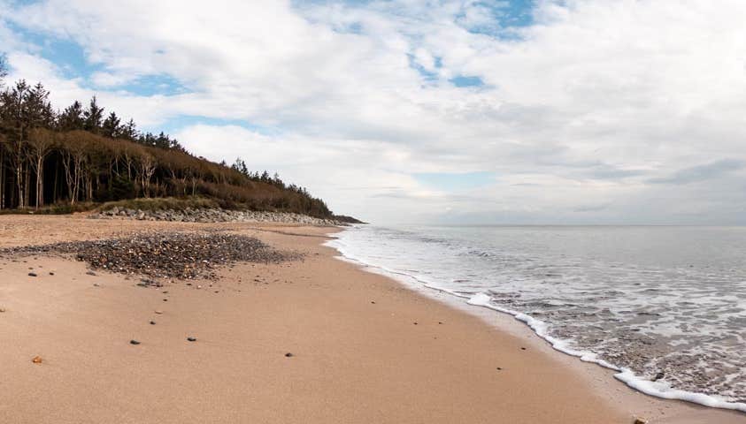 View of beach and sea at Courtown Beach