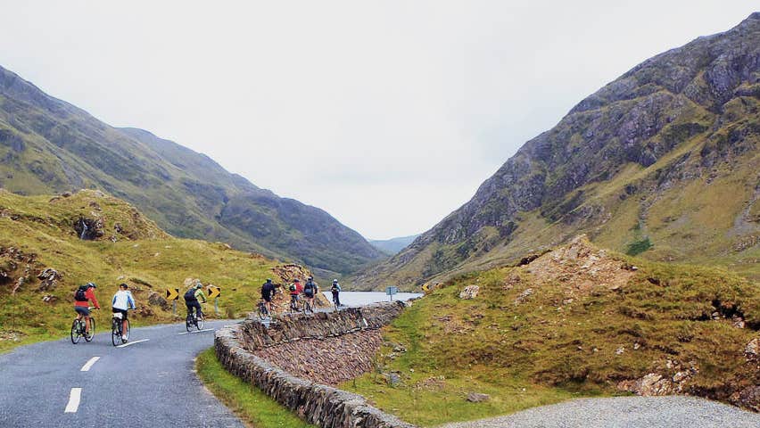 Connemara Adventure Tours showing cyclists and mountains