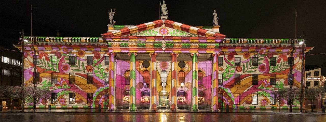Dublin Winter Lights, The GPO lit up at night