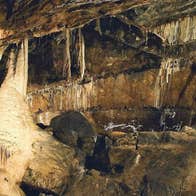 Stalactites and stalagmites inside Mitchelstown Cave