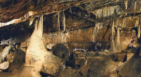 Stalactites and stalagmites inside Mitchelstown Cave