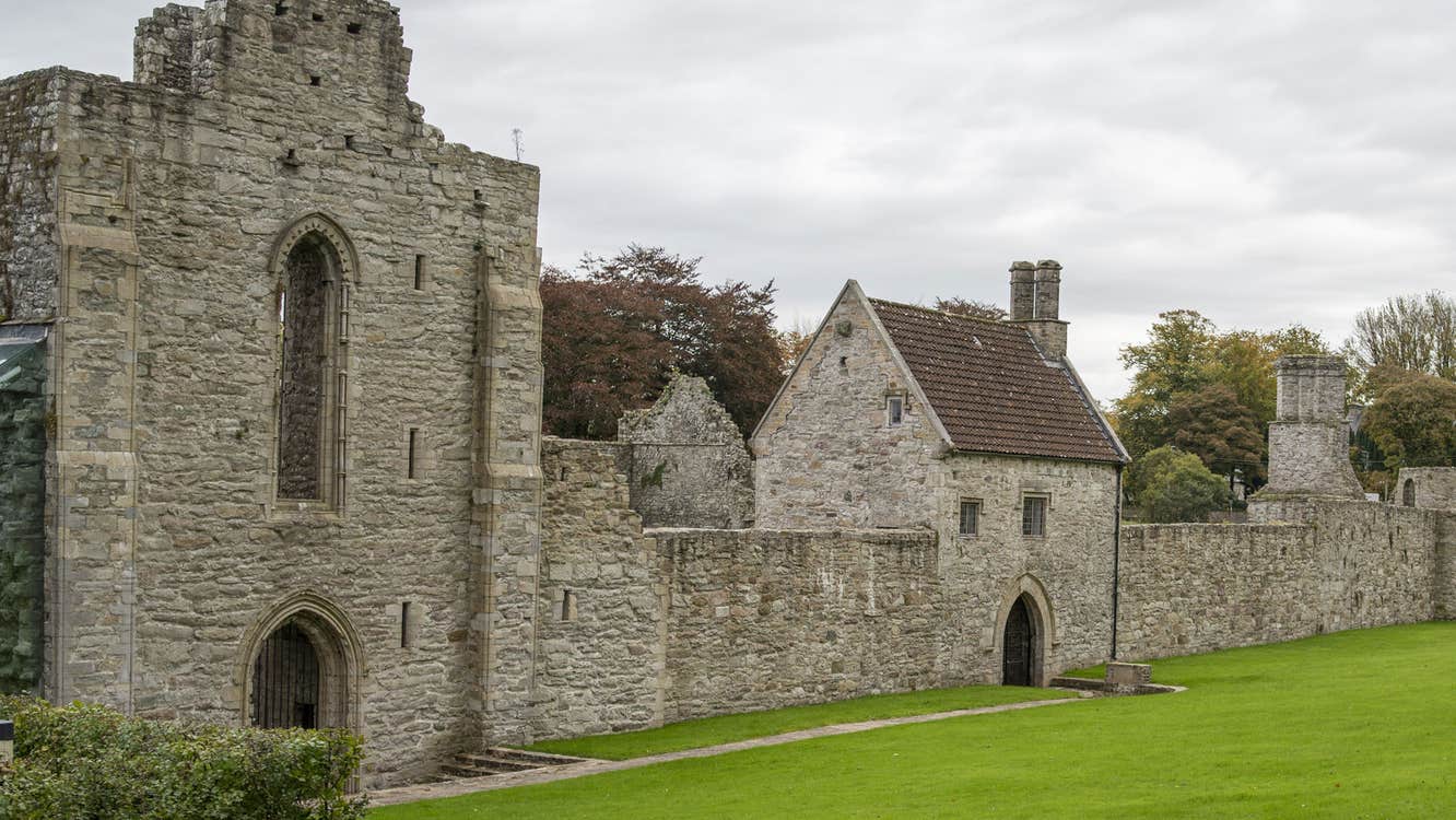 View of Boyle Abbey across the lawn