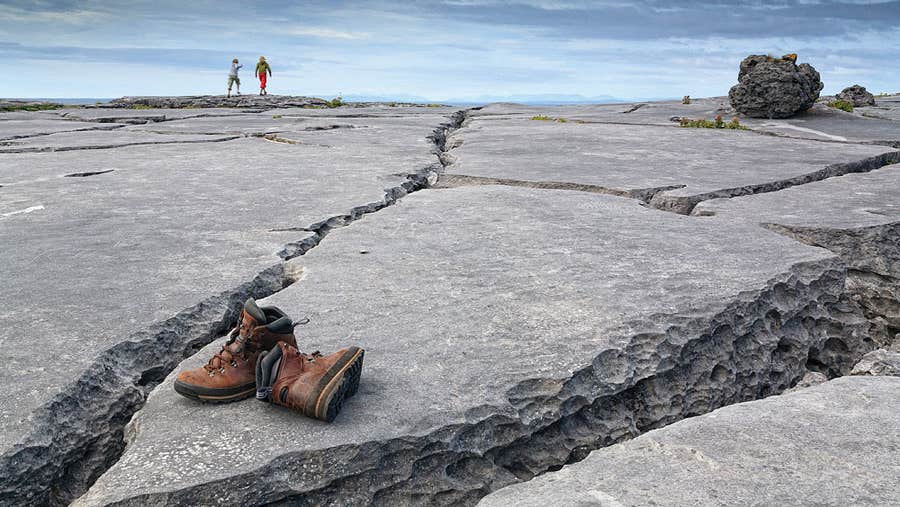 Heart of Burren Walks with limestone pavement and hiking shoes