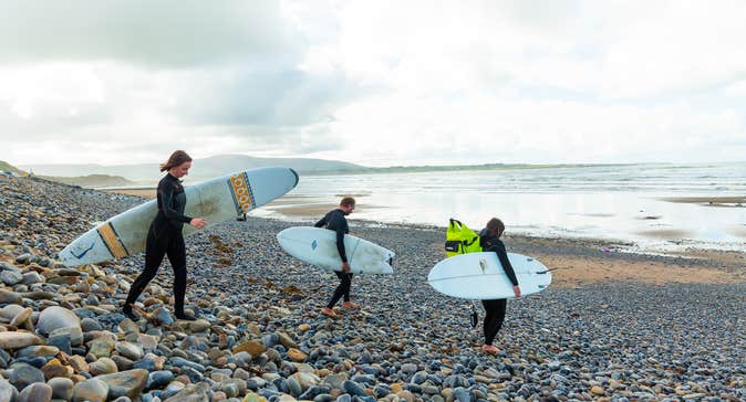 Surfers on Strandhill Beach in Sligo