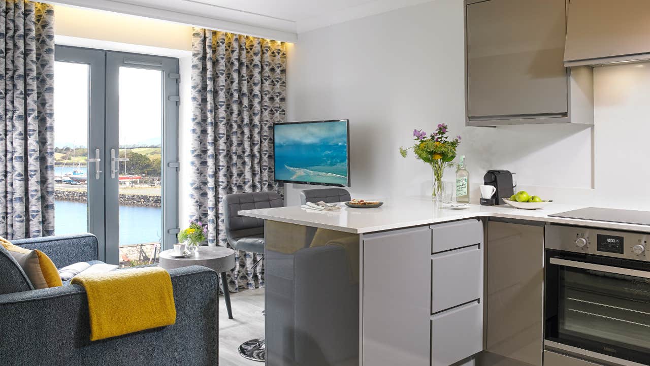 Kitchen and seating area