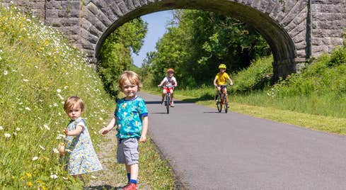 Four kids on the Old Rail Trail Greenway in County Westmeath