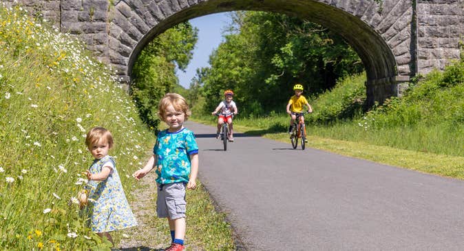 Four kids on the Old Rail Trail Greenway in County Westmeath