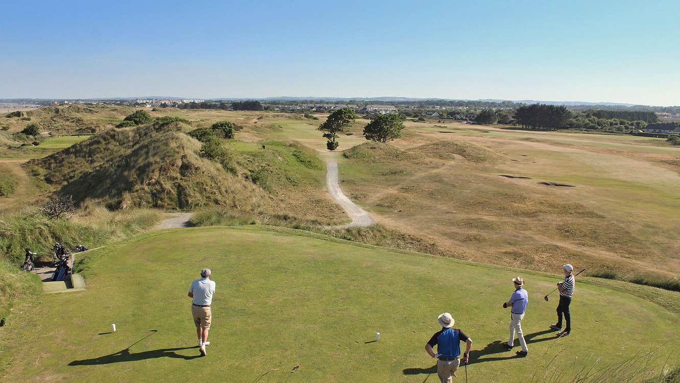 Laytown and Bettystown Golf Club aerial view of players on the green