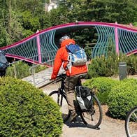 Beyond The Glass Cork Cycle Tour with cyclists passing the Sky Gardens at Fitzgerald's Park
