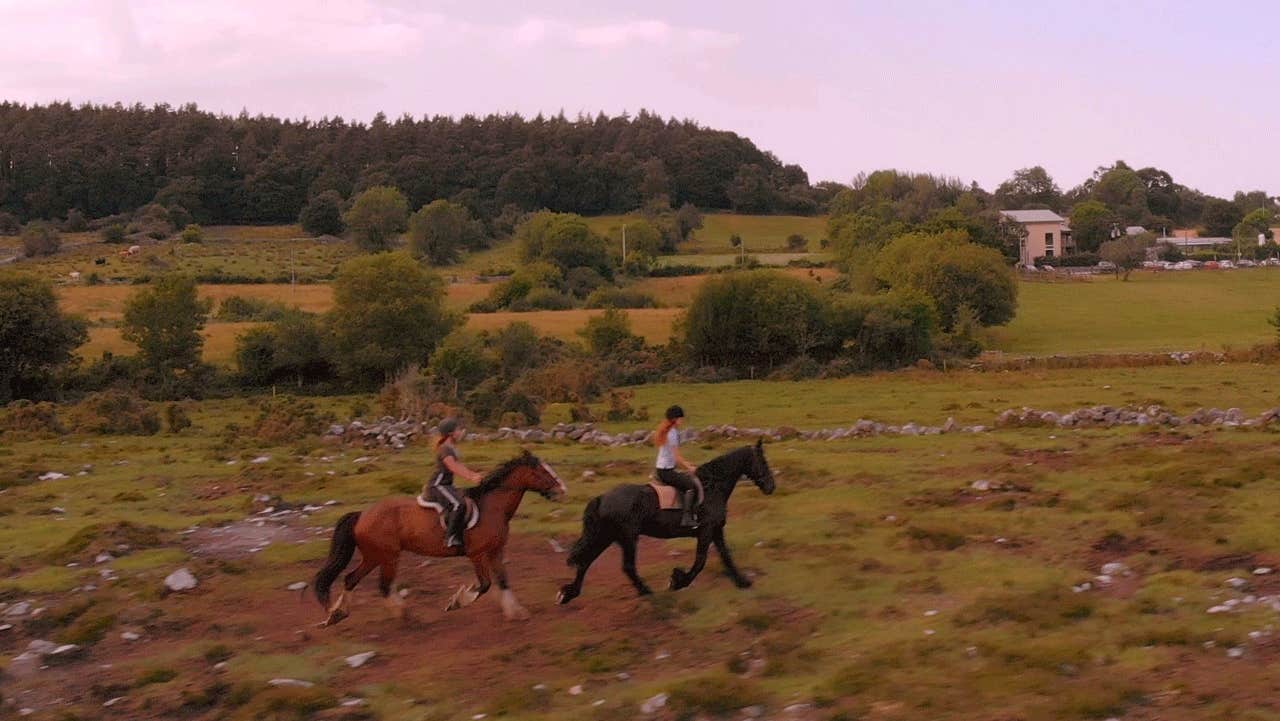 Two riders out for a gallop near the Slieve  Aughty Riding Centre