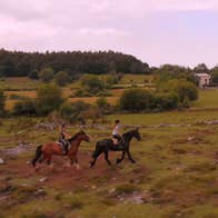 Two riders out for a gallop near the Slieve Aughty Riding Centre