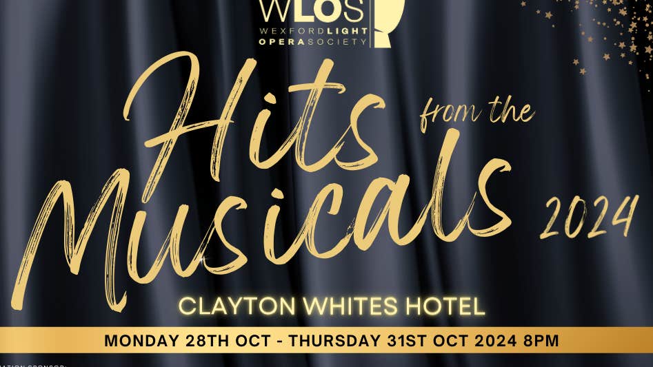 Large dull yellow event text on black background.