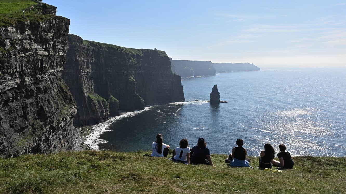 People enjoying views of the Cliffs of Moher with Ireland Whiskey Tours