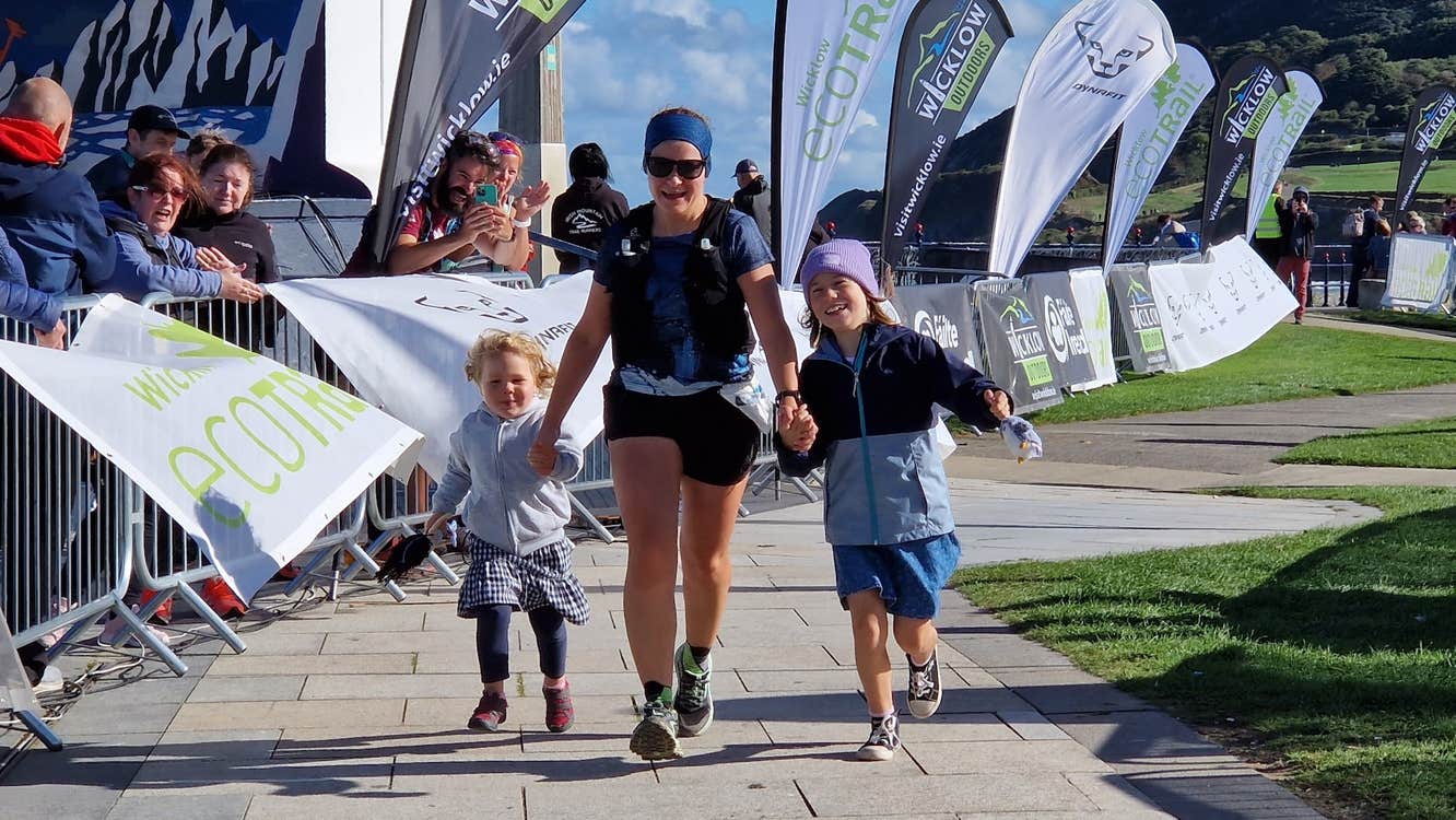 Family finishing up EcoTrail Wicklow at Bray Seafront