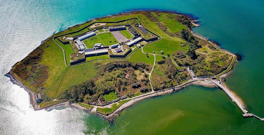 Aerial view of Spike Island in Cobh, County Cork.
