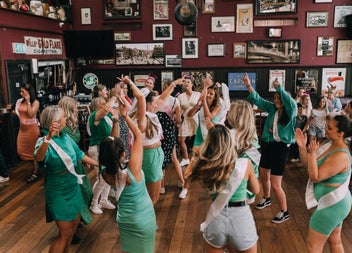 A hen party dancing and having fun at The Irish Dance Party