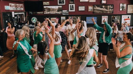 A hen party dancing and having fun at The Irish Dance Party