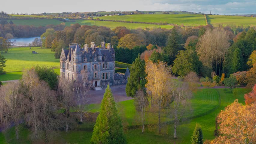 Aerial view over Blarney House and Gardens