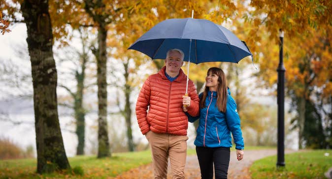 Image of two people walking in Hodson Bay in Athlone in County Westmeath