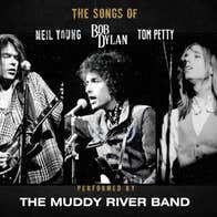 3 different old photos of men performing with mics on stands and guitars