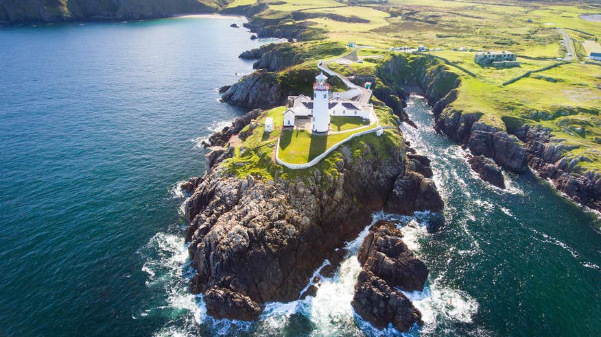 Aerial view of the Fanad Lighthouse in County Donegal