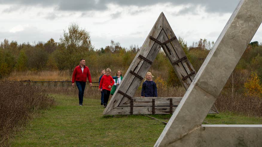 A family at the Lough Boora Discovery Park in County Offaly.