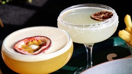 A view of two signature cocktails served at The Brooklyn